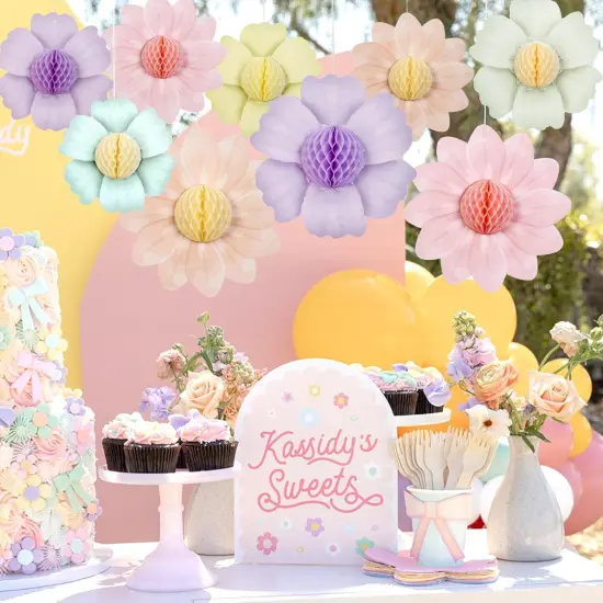 9 PCS 10 Inches Summer Flowers Honeycomb Balls Decorations {2}