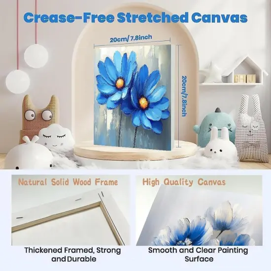 4 Pack Paint by Numbers Kit for Adults Kids, Easy Framed Adults Paint by Numbers Kits, DIY Simple Flowers Acrylic Oil Painting Number Kits for Home Wall Decor (8 x 8 Inch) {4}