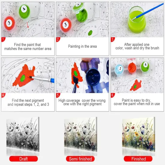 Paint by Numbers Wildflower DIY Adults' Paint-by-Number Kits on Canvas, 16 x 20 Inch {5}