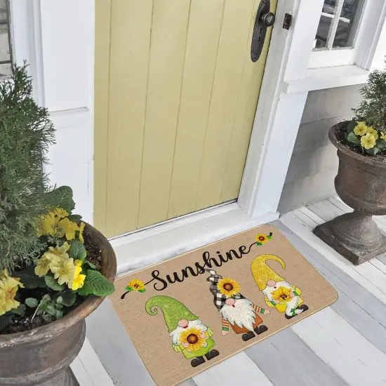 Fall Welcome Decorative Doormat 27.5 x 16.5 Gnome Welcome Mats Sunflower Non Slip Gnome Fall Door Mat Autumn Harvest Thanksgiving Floor Washable Entry Mat for Seasonal Home Decoration {4}