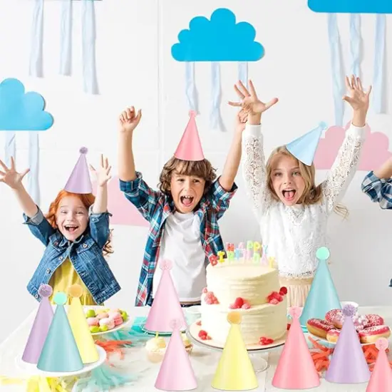 24 PCS Rainbow Party Hats Pastel Rainbow Themed Paper Hats Pastel Party Birthday Party Cone Hats Macaron Themed Party Hats for Kids and Adults Birthday, Baby Shower, Bridal Shower Party Decorations {5}