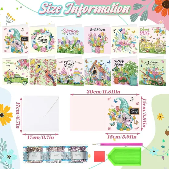 12 Pack Spring Diamond Painting Greeting Card Kits {4}