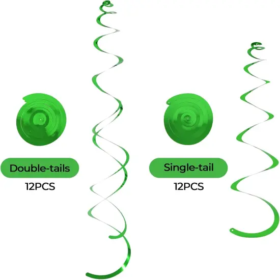 24 PCS Green Hanging Swirl Party Decorations {2}