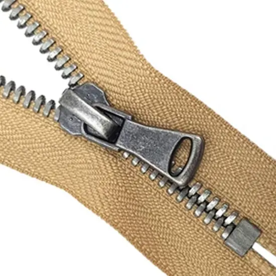 5MM Closed Bottom Zipper Beige Tape Antique Nickel Teeth 7 Inche {4}