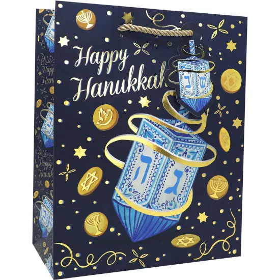 Pack/6: Hanukkah Dreidel Gift Bag - 8 x 4 x 10" {1}