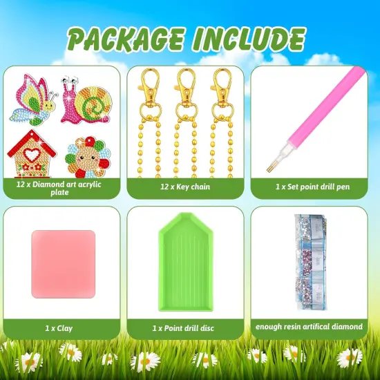 12 Pieces Spring Diamond Painting Kit Keychain {4}