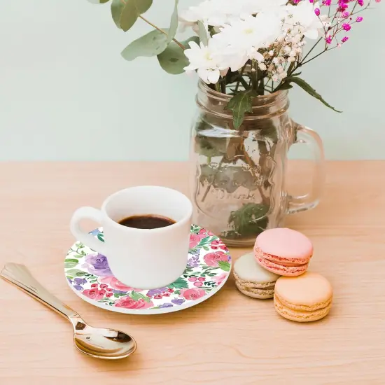 6Pcs Spring Watercolor Flower Coaster with Holder {5}