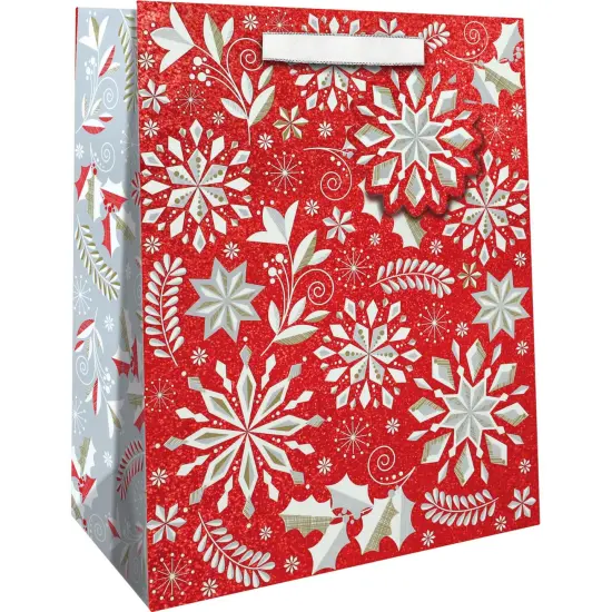 Pack/6: Merriment Red Gift Bag - 8 x 4 x 10" {1}
