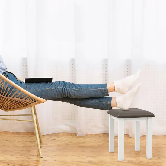 Set of 2 Vanity Stool Set, Cushioned, Solid Wood Frame, Stylish and Versatile Design {3}