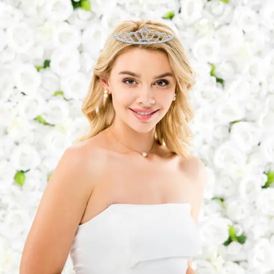 8 Pack Birthday Tiaras, Rhinestone Crystal Princess Crowns, Silver Headbands for Women {2}