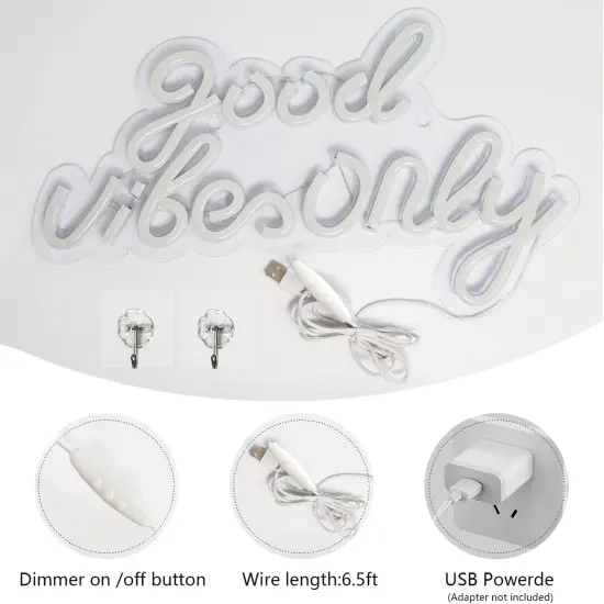 Good Vibes Only Neon Signs for Wall Decor, Neon Lights LED Signs Suitable for Summer Living Room, Beer Bar, Game Room, Hotel, Birthday Party, Restaurant, Christmas, Unique Gift for Lover {3}