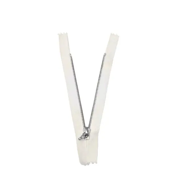 Zipper &ndash; White 4MM 4.5" Nickel Non-Separating, Closed for Pants, Shorts, Sleeves, and More {1}