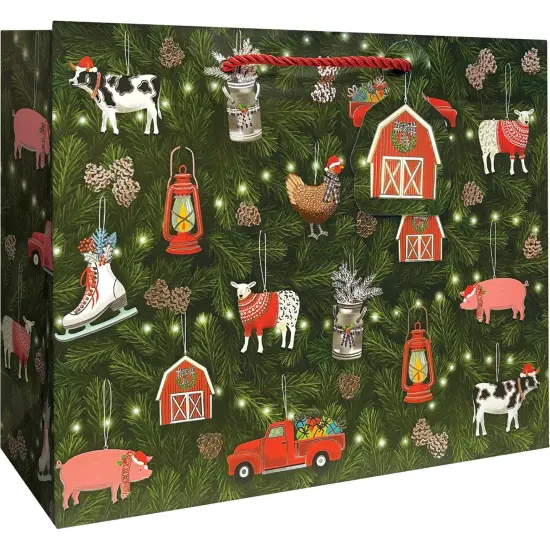 Pack/6: Farm Ornaments Gift Bag - 12-1/2 x 5 x 10" {1}