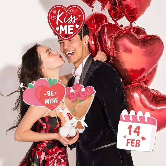 Happy Valentine's Day Photo Booth Props 27 Pcs Valentines Day Selfie Photobooth Props Decorations,Valentine Photo Props Funny Backdrop Decorations {3}