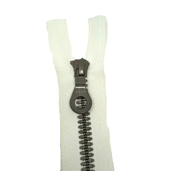 Zipper &ndash; Off White Plastic Molded 25" Open Bottom Separating with Brown Teeth {1}