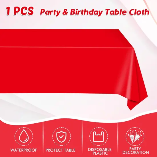 49Pcs Red Birthday Party Decorations Red Party Supplies Set Include Plates Napkins and Tablecloth, Red Dessert Plates,Disposable Cake Plates Red Tableware for Birthday Wedding Graduation Party {5}