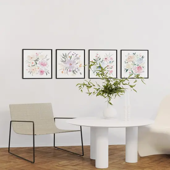 Summer Set of 4 Flower Posters, Wall Decor, Floral Prints, Wall Flower Pictures, Botanical Prints, (Unframed, 8x10) {5}