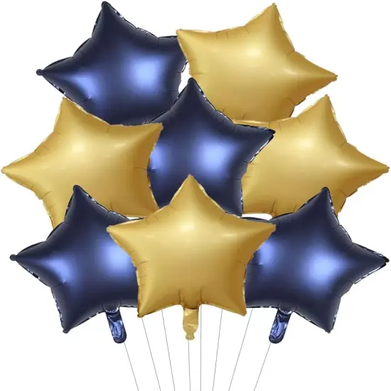 20 pcs 18inch Navy Blue Gold Star Foil Balloons, Matte Blue Gold Star shaped Helium Balloons Mylar Balloons for Wedding Graduation Decoration Birthday Party Balloons {1}