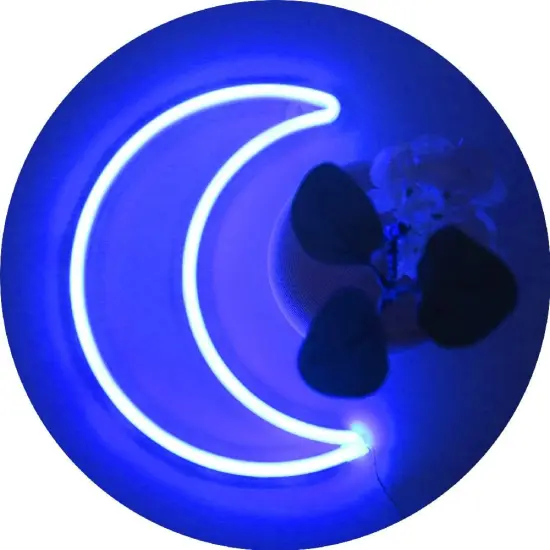 LED Blue Moon Neon Light, Cute Neon Moon Sign, USB or Battery Powered Decorative Night Light for Bedroom, Office, Dorm, Party, and Summer Events (Blue Moon) {1}