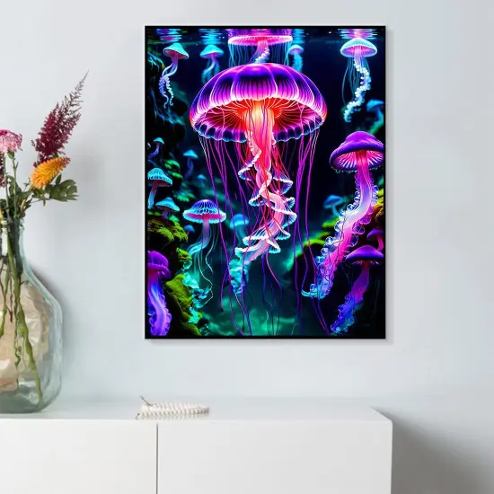 Diamond Painting Kits for Adults Glowing Jellyfish DIY 5D Diamond Art Kits Beginners Full Drill gem Art Crystal Craft Kits for Home Wall Art Bedroom Decor Gifts 12x16 inch {3}