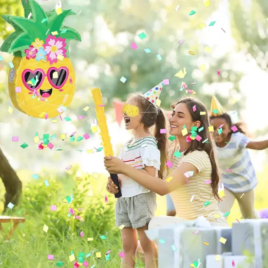 Small Pineapple Pi&ntilde;ata Summer Fruit Pi&ntilde;ata with Blindfold Bat for Hawaiian Tropical Luau Party Supplies {4}