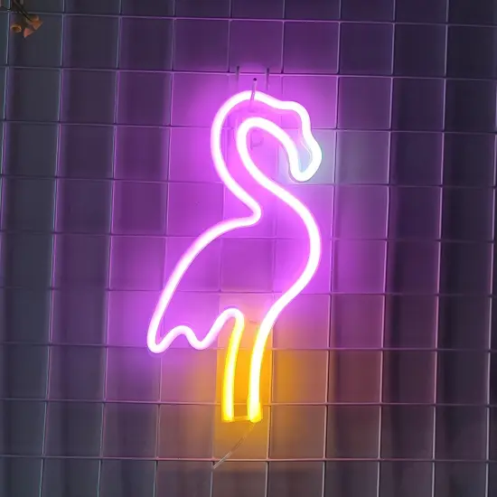 Flamingo Neon Sign &ndash; USB or 3-AA Battery Powered LED Table & Bedroom Decoration, Perfect for Birthdays, Weddings, and Special Occasions {3}