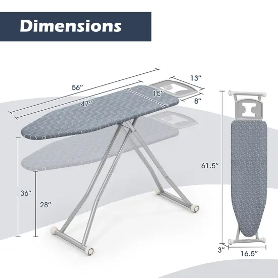 Foldable Ironing Board with 7 Height Levels Foam Padding and Steel Frame Iron Holder Included {5}
