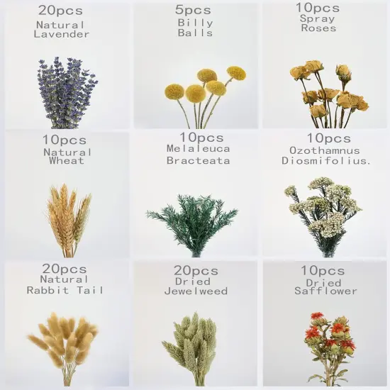 DIY Natural Dried Flower Set, Bulk Dried Flowers, Dried Flowers with Stems, Handmade Dried Flowers Ideas, DIY Flower Set, Dried Flower Bouquets, Table Centerpiece Mini Dried Flowers {2}