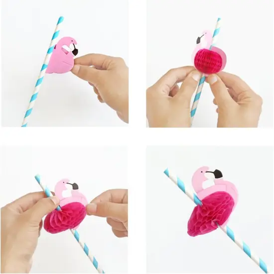 Flamingo Paper Straw Decorations, 50 PCS Disposable Cocktail Drinking Straws Decorative for Party Table D&eacute;cor Luau Party {2}