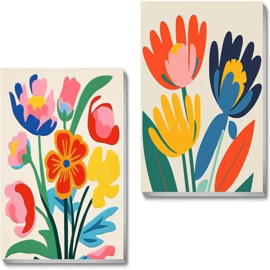 2 Pack Framed Paint by Number for Adults, Flower Paint by Numbers Kits on Canvas, Easy Adults Paint by Number Kits for Beginner DIY Acrylic Oil Painting for Home Wall Decor(8x8inch) {1}