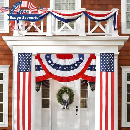 American Bunting Flags Outdoor 2x4 Ft,Pleated Fan Flag with Embroidered Stars,Red White and Blue Decorations for 4th of July Independence Day Memorial Day Patriotic Decorations (Set of 5) {3}