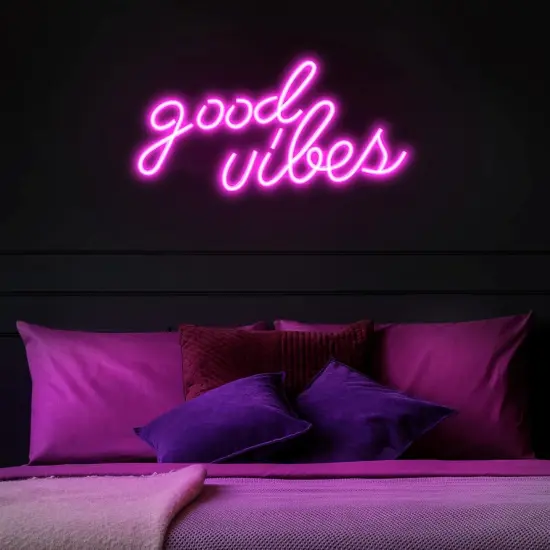 Pink Good Vibes Summer Neon Sign - Neon Lights for Bedroom, LED Neon Signs for Wall Decor {2}