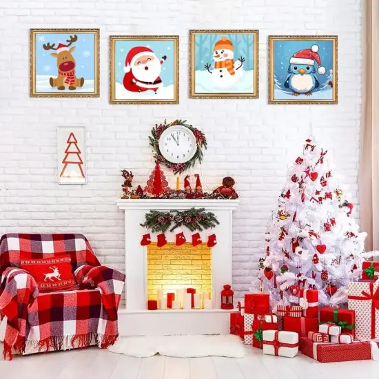 4 Pack Framed Paint by Numbers Kit for Kids,Christmas Painting Kits for Kids Ages 4-8,Easy Paint by Number Kids Paint for Beginner,DIY Acrylic Oil Painting Kit for Wall Decor(8X8inch) {3}