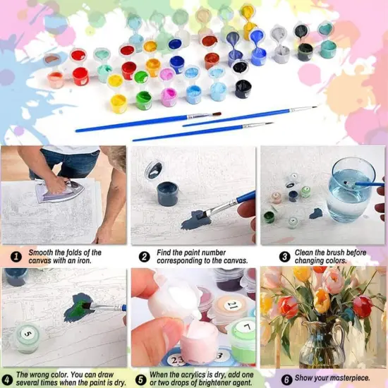 Flower Paint by Numbers Kit for Adults Canvas-Flower Paint by Numbers Kits for Adults,Flowers Painting by Numbers Adult for Gift Home Wall Decor(16x20inch) {5}