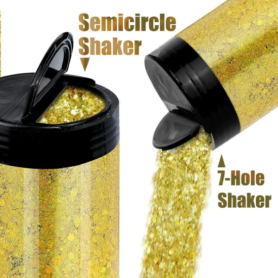 Holographic Chunky Glitter, 5.64oz/160g Craft Glitter Powder Mixed Chunky Flakes, Iridescent Nail Sequins for Nail Art, Hair, Epoxy Resin, Tumblers, Slime, Painting, Festival Decor (Galaxy Blue) {5}