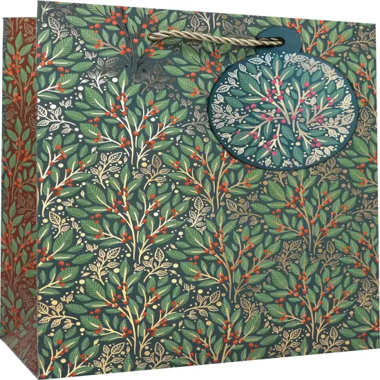 Pack/6: Holly Tapestry Gift Bag - 8 x 4 x 10" {1}
