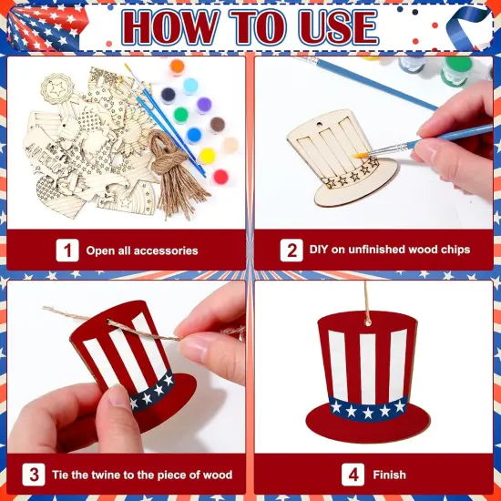 JellyArch 36 Pcs Patriotic Wood Cutouts {3}