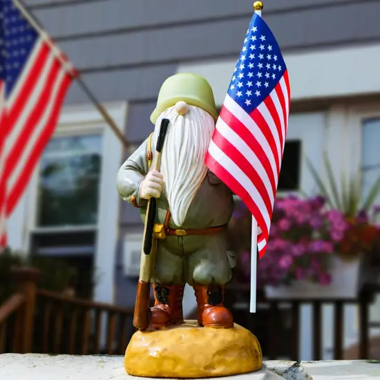 Military Garden Gnome with Guns Outdoor 11", US Army Gnomes Garden Decorations, Garden Statues Outdoor Clearance, Patriotic Gnome, Army Gnome {1}