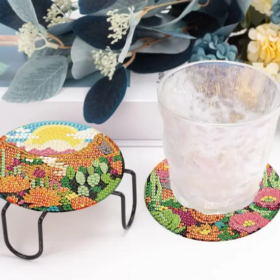 8 Pcs Diamond Painting Art Coasters with Holder Kit for Adults {3}