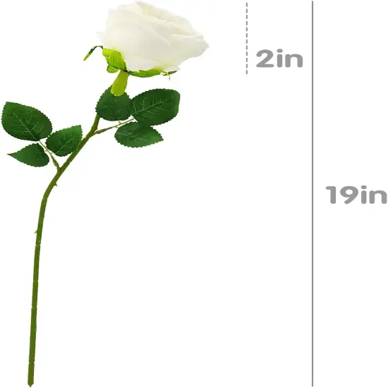 12Pcs White Artificial Roses Bouquet with Long Stems {3}