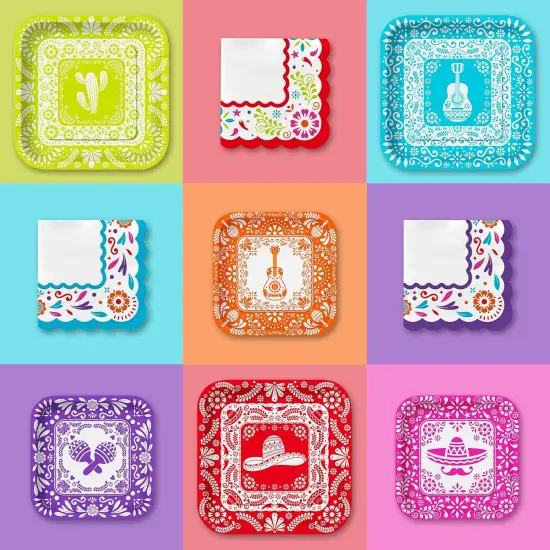 Fiesta Party Supplies Kit for 48: Complete Mexican Celebration Pack with Dinner & Dessert Paper Plates, Napkins -Cinco de Mayo, Taco Birthday & Mexican Party Decorations {5}
