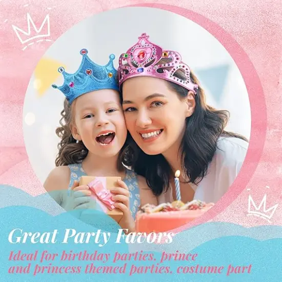 17 Pcs Princess Party Crowns Set Kids Party Supplies Tiaras Making Kit with Diamond Stickers {4}