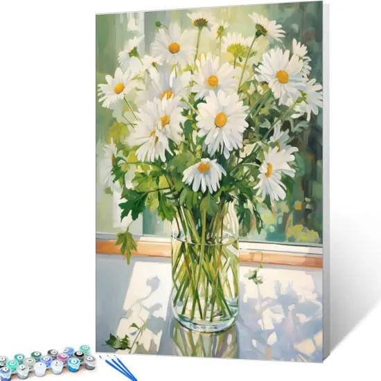 White Daisy DIY Paint by Numbers {2}