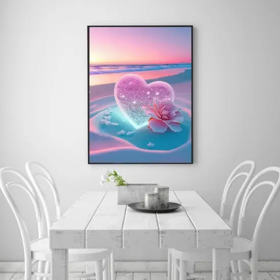 Beach Diamond Painting Kits for Adults-Diamond Art Kits for Love Heart, Gem Art Kits Beaches for Adults for Gift Home Wall Decor (16x12inch) {4}