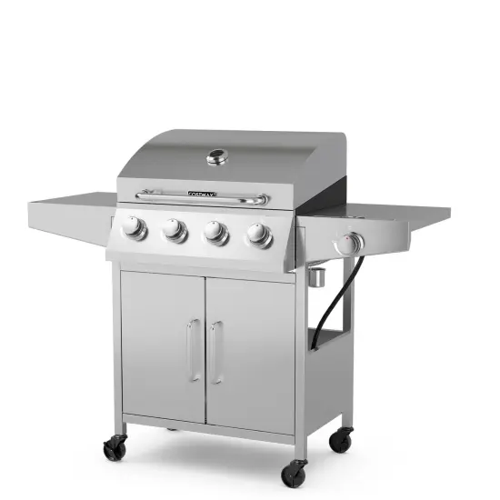 4-Burner Propane Gas Grill with Side Burner &ndash; 50,000 BTU Stainless Steel BBQ Grill {1}