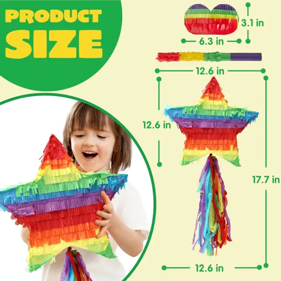 Cinco De Mayo Star Pinata 12.6 x 12.6 inches. Fiesta Party Supply for Fiesta Taco Party, Luau Event Photo Props, Mexican Theme Decoration, Carnivals Festivals, Taco Tuesday Event {2}