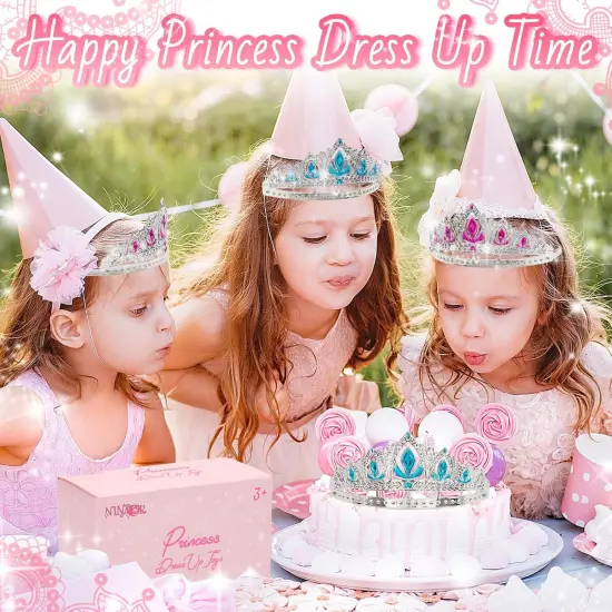 Princess Crown Party Favors, 16Pcs Princess Dress Up Tiaras for Birthday Girl Cosplay Accessories {4}