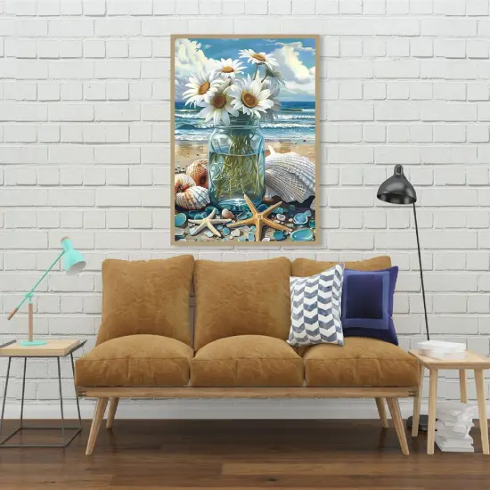 Beach Diamond Painting Kits for Adults, DIY Shell Diamond Art Kits, 5D Full Drill Painting Kits with Arts and Crafts for Home Wall Decor 11.8 X 15.7Inch {5}