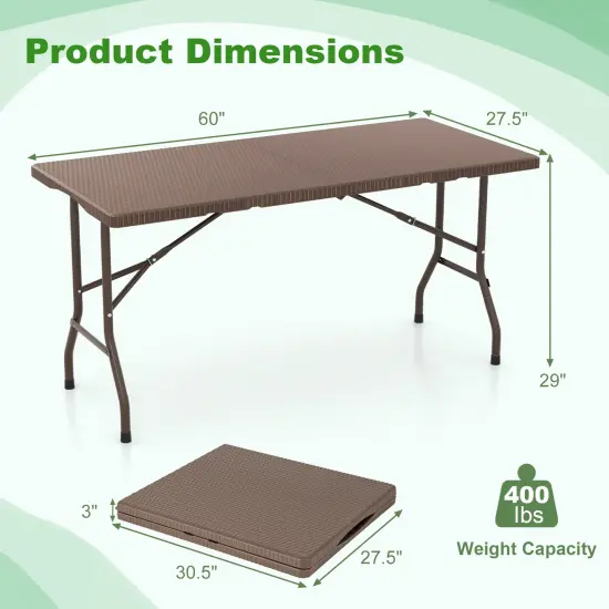 Coffee HDPE Outdoor Dining Table with Metal Frame {5}