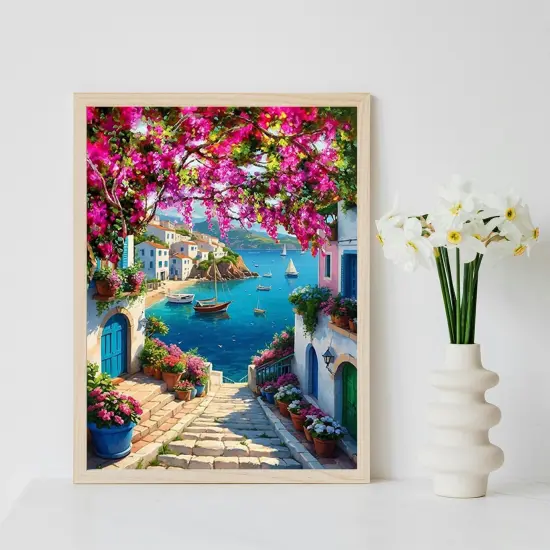 DIY Scenery Paint by Numbers Kit for Adults,Unframed Landscape Paint by Number Kits on Canvas with Brushes,Flowers and Sea Oil Painting Kits for Home Wall Decor 16X20 Inch. {4}